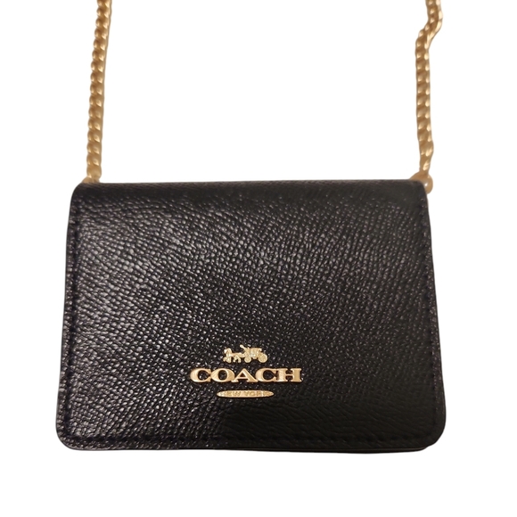 Coach Handbags - Coach Women's Black/Gold Mini Wallet on a Chain